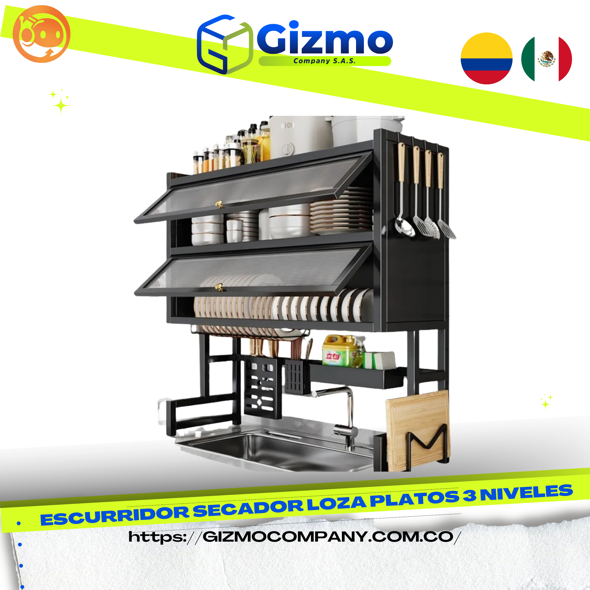 Escurridor Secador Loza Platos 3 Niveles